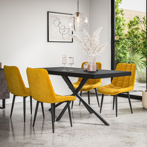 Donni Dining Table And Chairs -  Black Table Top w Black Legs + Nova Dining Chair Set of 4/6