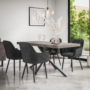 Donni Dining Table And Chairs -  Grey Table Top w Black Legs + Anika Dining Chair Set of 4/6