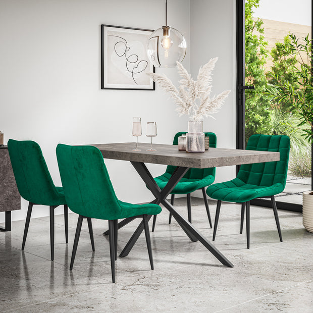 Donni Dining Table And Chairs -  Grey Table Top w Black Legs + Nova Dining Chair Set of 4/6