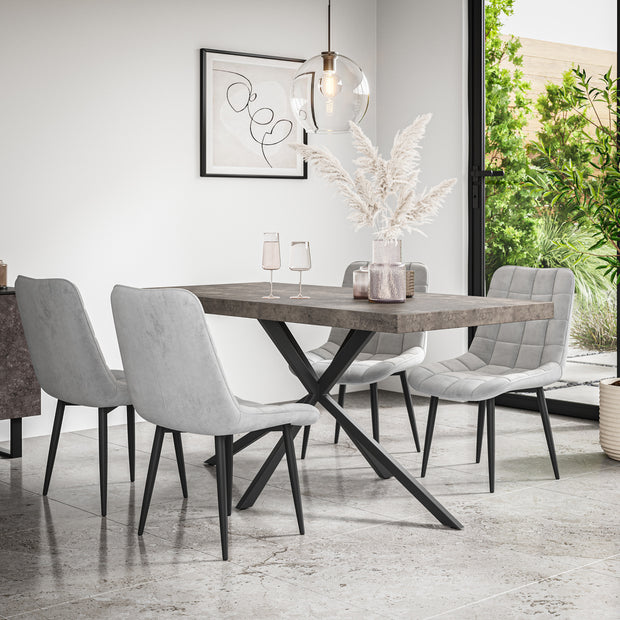 Donni Dining Table And Chairs -  Grey Table Top w Black Legs + Nova Dining Chair Set of 4/6