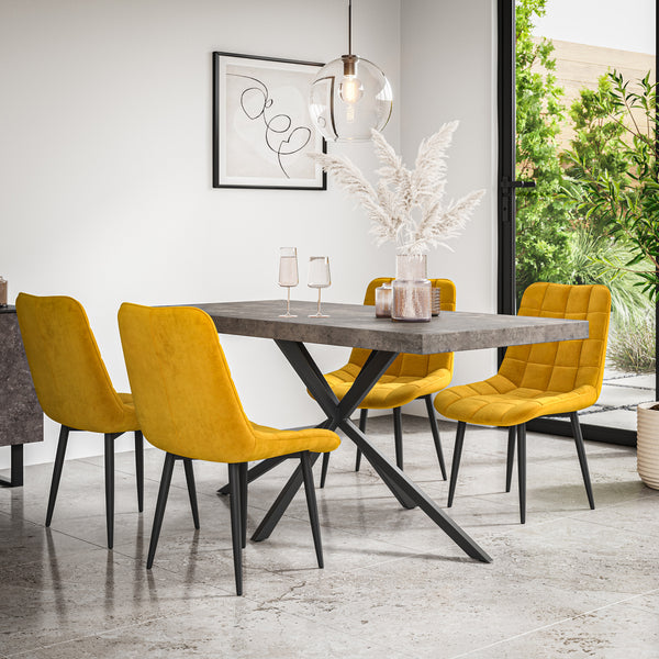 Donni Dining Table And Chairs -  Grey Table Top w Black Legs + Nova Dining Chair Set of 4/6