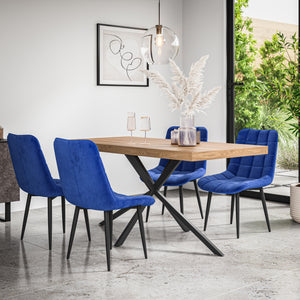 Donni Dining Table And Chairs -  Oak Effect Table Top w Black Legs + Nova Dining Chair Set of 4/6