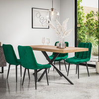 Donni Dining Table And Chairs -  Oak Effect Table Top w Black Legs + Nova Dining Chair Set of 4/6