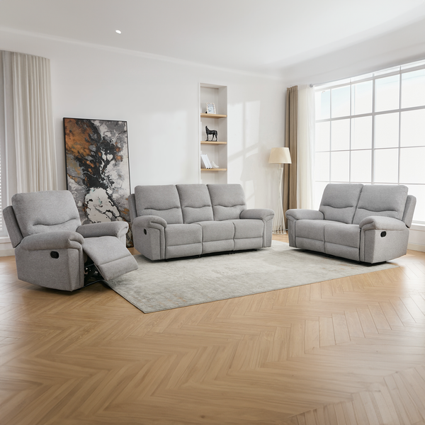 Fosse 1 + 2 + 3 Seater Fabric Manual Recliner Sofa Set