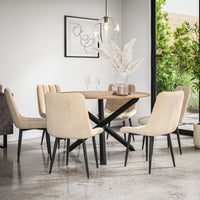 Malvern Round Dining Table And Chairs -  Oak Table Top w Solid Oak Black Legs + Nova Dining Chair Set of 4/6