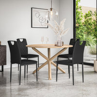 Malvern Round Dining Table And Chairs -  Oak Table Top w Solid Oak Legs + Monza Dining Chair Set of 4/6