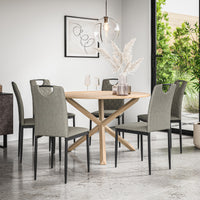 Malvern Round Dining Table And Chairs -  Oak Table Top w Solid Oak Legs + Monza Dining Chair Set of 4/6