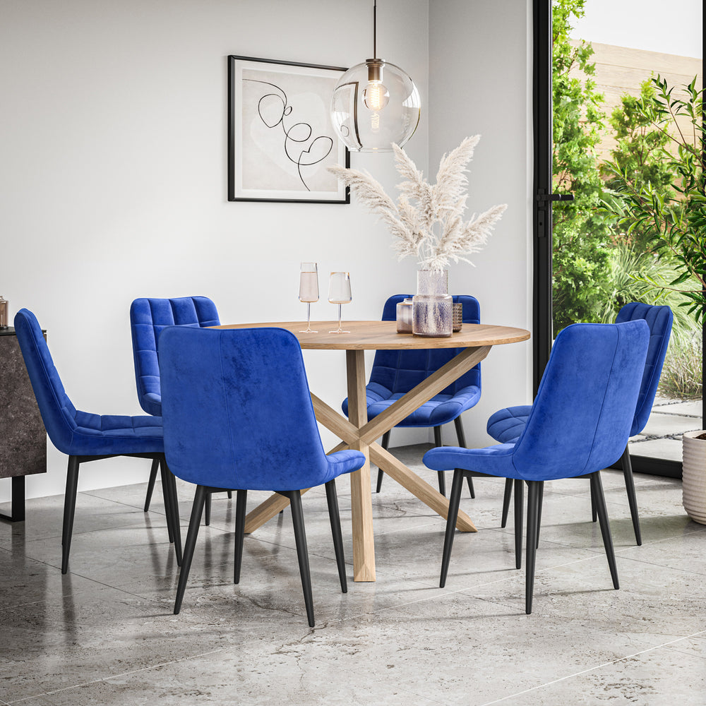 Malvern Round Dining Table And Chairs -  Oak Table Top w Solid Oak Legs + Nova Dining Chair Set of 4/6