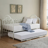 Knebworth White Metal French Shabby Chic Day Bed Frame with Guest Trundle