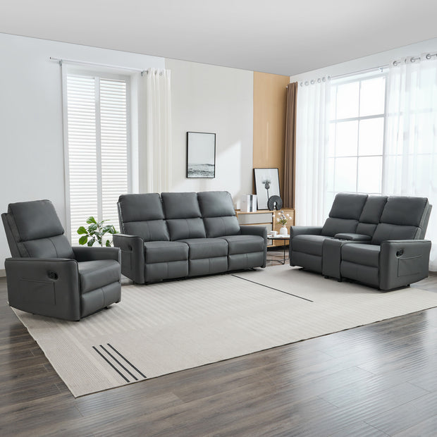 Madrid 1+2+3 Seater Recliner Sofa Set with Drinks Console