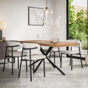 Donni Rectangle Oak Effect Top Dining Table & Myla Linen Chair