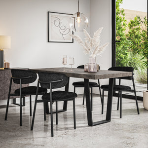 Aria Concrete Effect Top Rectangle Dining Table & Myla Linen Chair