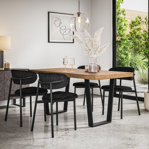 Aria Oak Effect Top Rectangle Dining Table & Myla Linen Chair