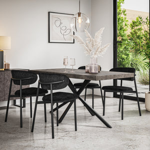 Arlo Concrete Tabletop W Black Legs + Myla Linen Dining Chair Set