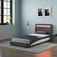 Neptune Faux Leather LED Headboard Bed Frame in Black