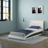 Neptune Faux Leather LED Headboard Bed Frame in White