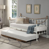 Newnham White Metal Classic Victorian Style Day Bed Frame with Guest Trundle