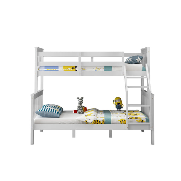 Noah White Wooden Triple Sleeper Bunk Bed - Double & Single