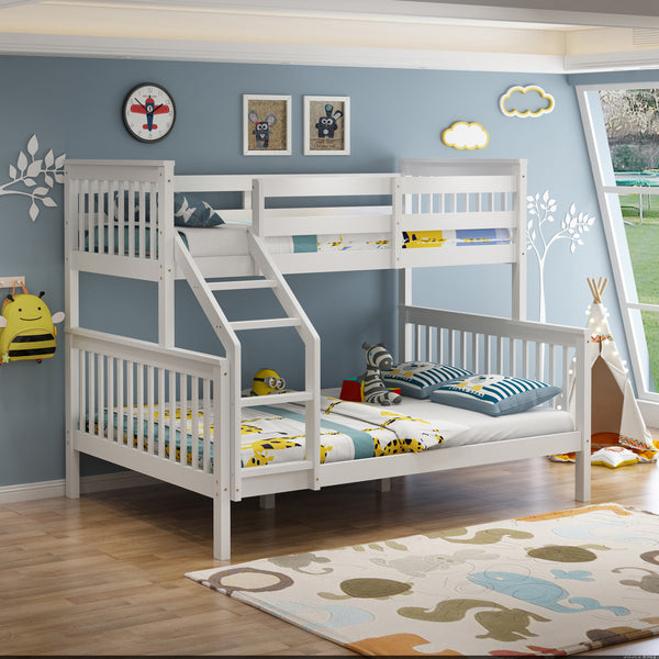 Noah White Wooden Triple Sleeper Bunk Bed - Double & Single