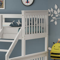 Noah White Wooden Triple Sleeper Bunk Bed - Double & Single