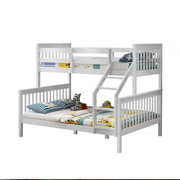 Noah White Wooden Triple Sleeper Bunk Bed - Double & Single