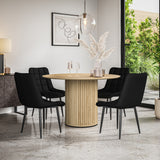 Arlo Oak Tabletop W Oak Legs + Nova Faux Leather Dining Chair Set