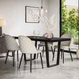 Aria Black Top Rectangle Dining Table & Raye Velvet Chair