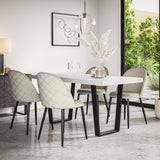 Aria White Marble Top Rectangle Dining Table & Raye Velvet Chair