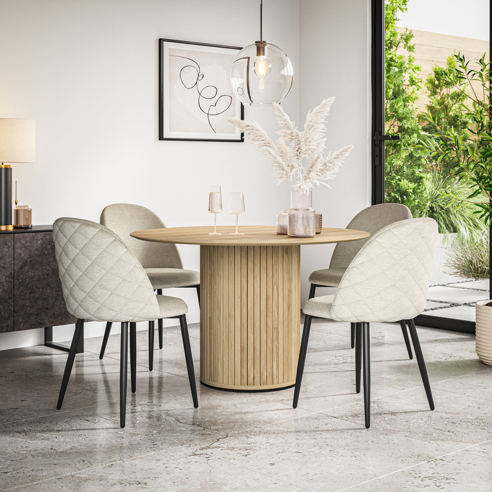 Arlo Oak Tabletop W Oak Legs + Raye Velvet Dining Chair Set