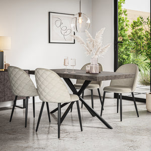 Donni Concrete Effect Top Rectangle Dining Table & Raye Velvet Chair