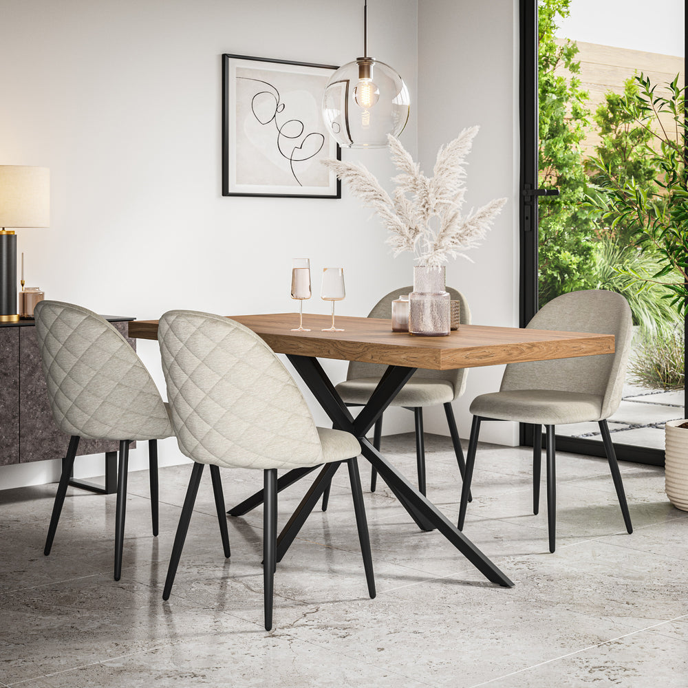 Donni Oak Effect Top Rectangle Dining Table & Raye Velvet Chair