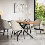 Donni Oak Effect Top Rectangle Dining Table & Raye Velvet Chair