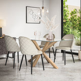 Etta Glass Top Rectangle Dining Table & Raye Velvet Chair