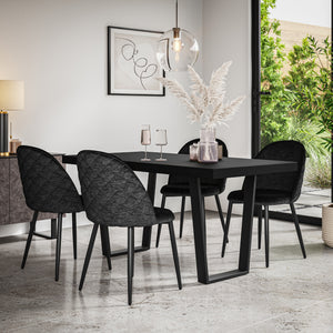 Aria Black Top Rectangle Dining Table & Raye Velvet Chair