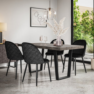 Aria Concrete Effect Top Rectangle Dining Table & Raye Velvet Chair