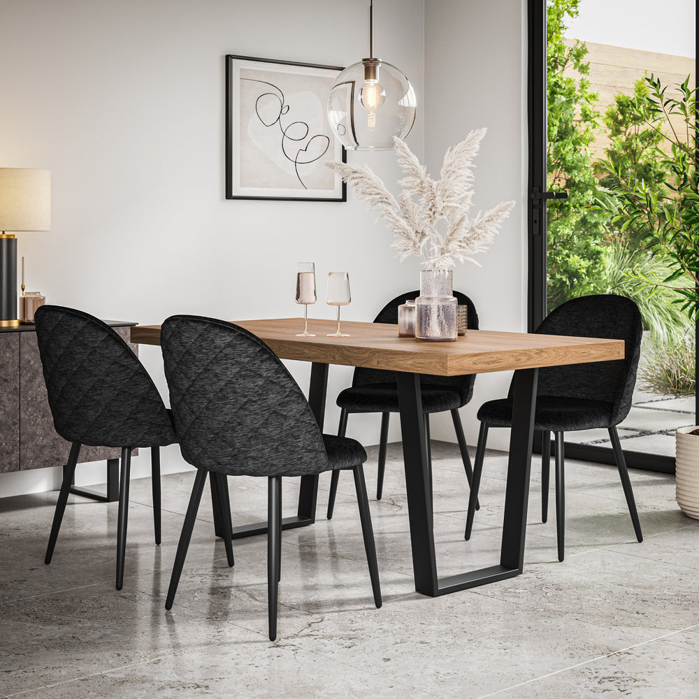 Aria Oak Effect Top Rectangle Dining Table & Raye Velvet Chair