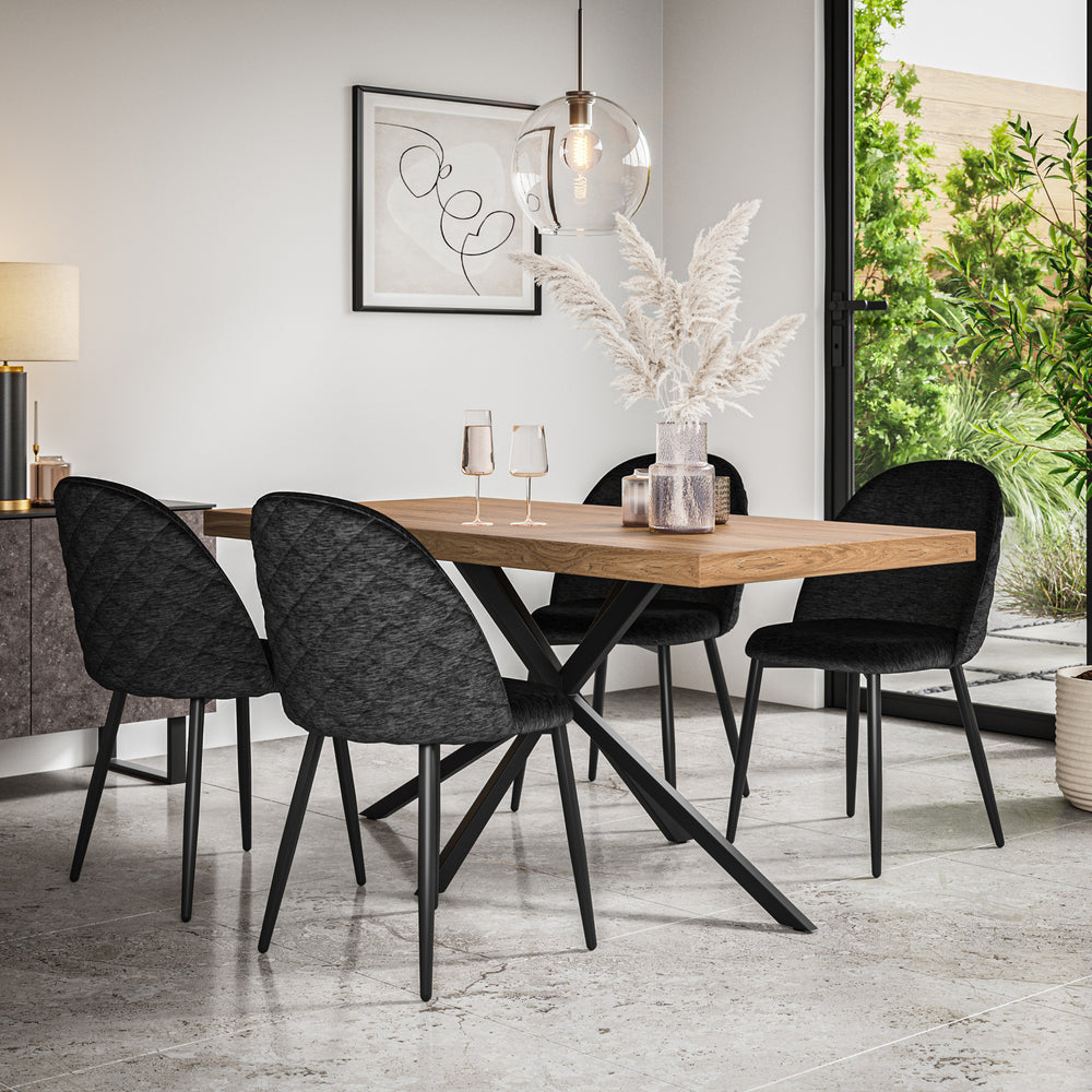 Donni Oak Effect Top Rectangle Dining Table & Raye Velvet Chair