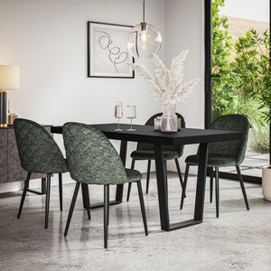 Aria Black Top Rectangle Dining Table & Raye Velvet Chair