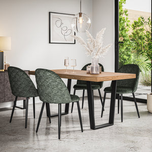 Aria Oak Effect Top Rectangle Dining Table & Raye Velvet Chair
