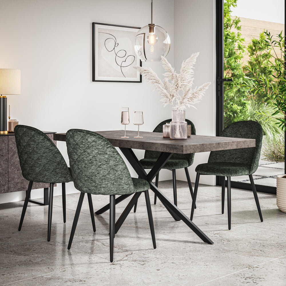 Donni Concrete Effect Top Rectangle Dining Table & Raye Velvet Chair