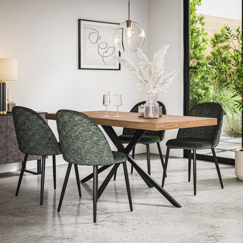 Donni Oak Effect Top Rectangle Dining Table & Raye Velvet Chair