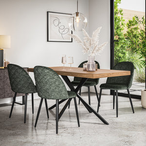 Donni Oak Effect Top Rectangle Dining Table & Raye Velvet Chair