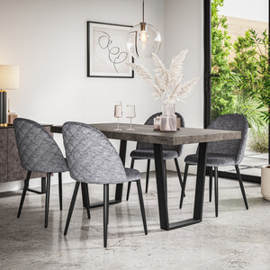 Aria Concrete Effect Top Rectangle Dining Table & Raye Velvet Chair