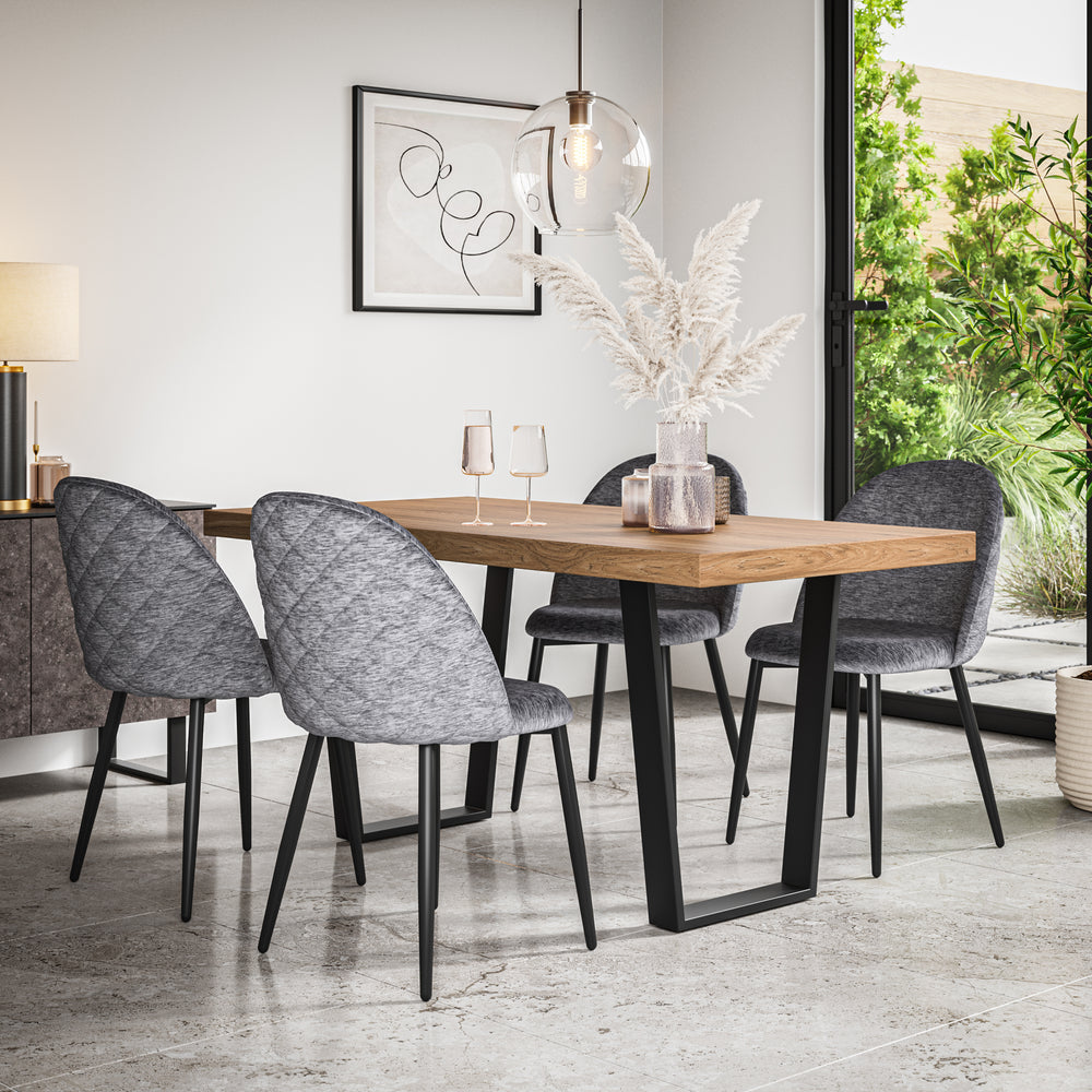 Aria Oak Effect Top Rectangle Dining Table & Raye Velvet Chair