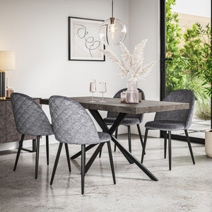 Donni Concrete Effect Top Rectangle Dining Table & Raye Velvet Chair