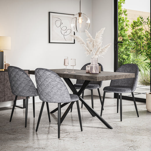 Donni Concrete Effect Top Rectangle Dining Table & Raye Velvet Chair
