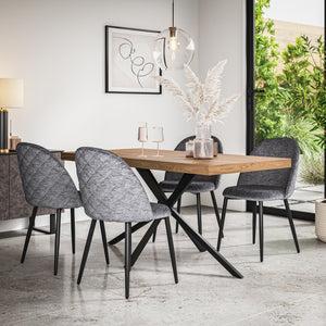 Donni Oak Effect Top Rectangle Dining Table & Raye Velvet Chair