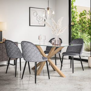 Etta Glass Top Rectangle Dining Table & Raye Velvet Chair