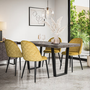 Aria Concrete Effect Top Rectangle Dining Table & Raye Velvet Chair