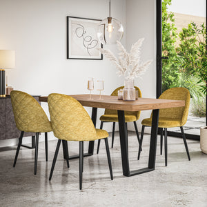 Aria Oak Effect Top Rectangle Dining Table & Raye Velvet Chair